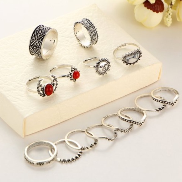 14pc Brand New Red Big Stone Knuckle Ring - Picture 4 of 5